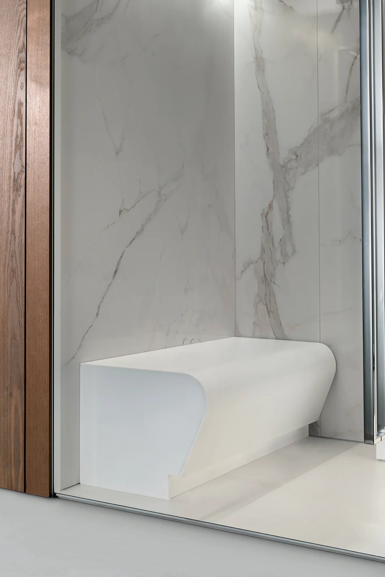 Steam Room with stone finishes and integrated seating